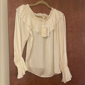 Ramy Brook Cream Ruffled Blouse